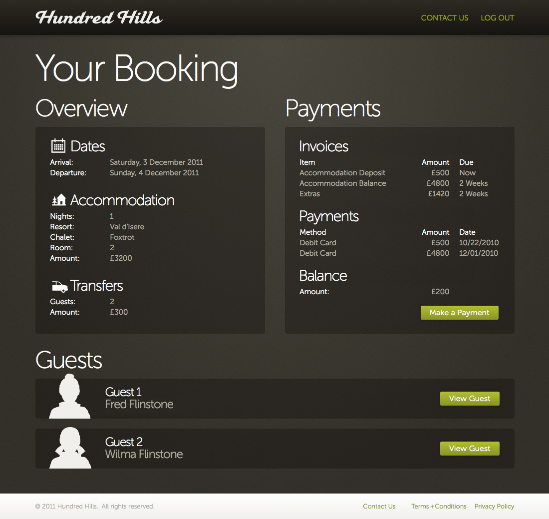 Booking overview