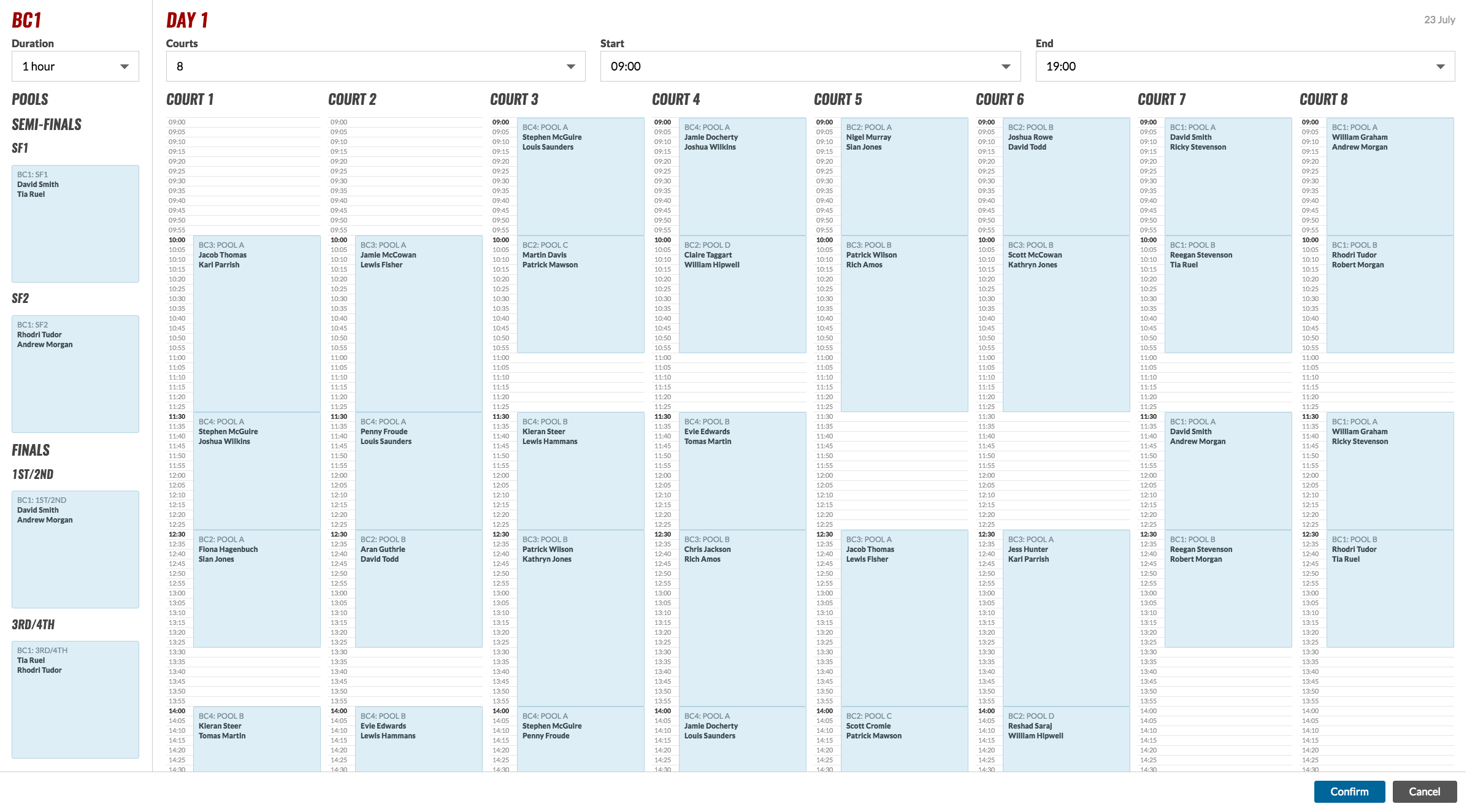 staff scheduling interface